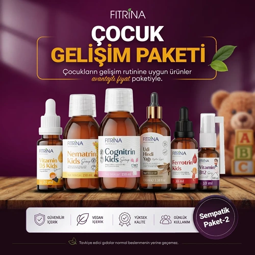 FITRİNA SEMPATİK PAKET 2 (D3 KİDS, NEMATRİN KİDS, COGNİTRİN KİDS, UDİ HİNDİ YAĞI, FERROTRİN KİDS, B12 KİDS SPREY)
