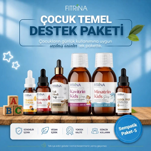 FITRİNA SEMPATİK PAKET 5 (D3 KİDS, FERROTRİN KİDS, UDİ HİNDİ YAĞI, KAVİTRİN KİDS, MİNATRİN KİDS, LUGOL %2)