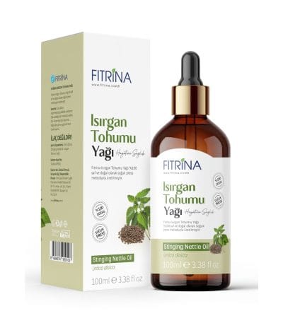 Fıtrina Isırgan Tohumu Yağı – %100 doğal ve soğuk sıkım saf yağ şişesi