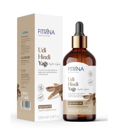 Fıtrina Udi Hindi Yağı – %100 doğal ve maserasyon yöntemiyle üretilmiş saf yağ şişesi